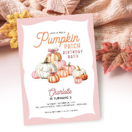 Födelsedagsfest för för "Girl Pumpkin Patch Bows" Inbjudningar