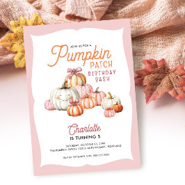 Födelsedagsfest för för "Girl Pumpkin Patch Bows" Inbjudningar