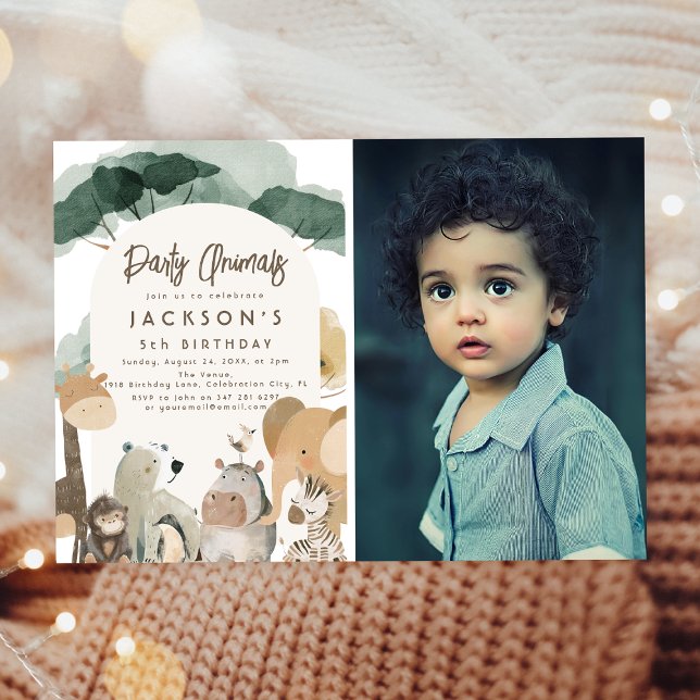 Födelsedagsfest för foto av vattenfärgen Party Ani Inbjudningar (Skapare uppladdad)