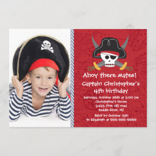 Födelsedagsfest för foto för piratAhoy kompispojke Inbjudningar