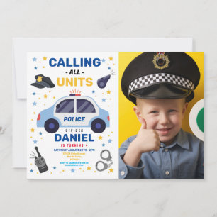 Födelsedagsfest för fotokopia av polisbil Office Inbjudningar