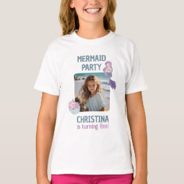 Födelsedagsfest för fotoSjöjungfru av Lila Anpassn T Shirt