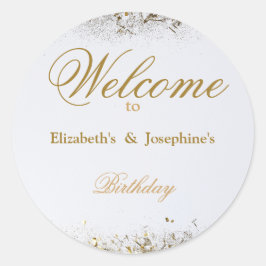 Födelsedagsfest för gemensam Dubbla för vuxen | Wh Runt Klistermärke