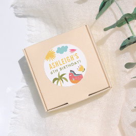 Födelsedagsfest för Gender-Neutralt av färgämnet d Runt Klistermärke