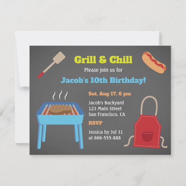 Födelsedagsfest för grill- och Chill Backyard BBQ Inbjudningar (Framsida)