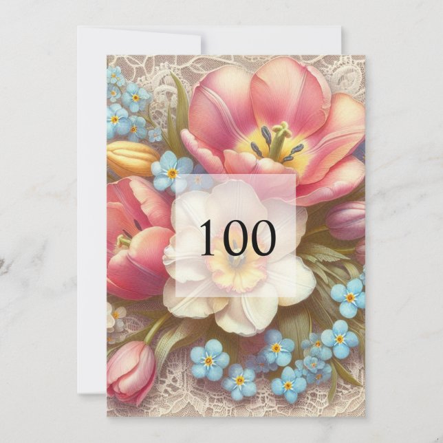 födelsedagsfest för grön blommigt, elegant för grö inbjudningar (Framsida)