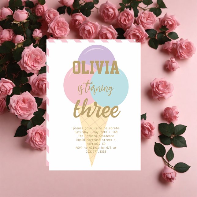 Födelsedagsfest för guldfolkalligrafi av isgrädda inbjudningar (Skapare uppladdad)