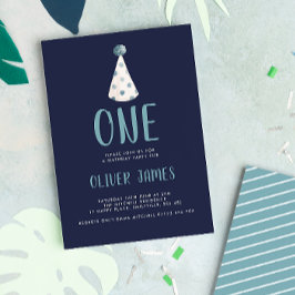 Födelsedagsfest för hatt för blåttvattenfärgparty inbjudningar