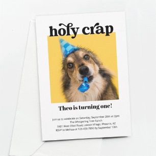Födelsedagsfest för Heliga Crap Pet Cat Hund Inbjudningar