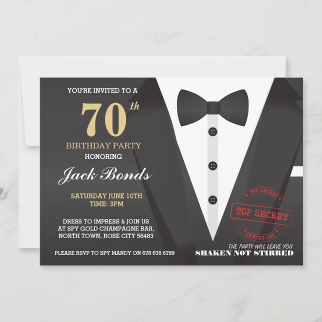 FÖDELSEDAGSFEST FÖR HEMLIG BROTTSLIGHET AGENT INBJUDNINGAR (Framsida)