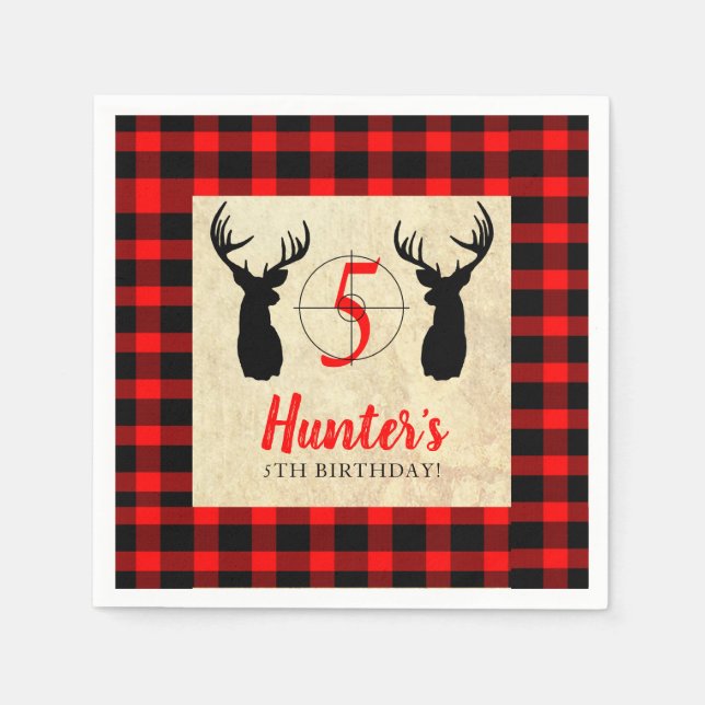 Födelsedagsfest för hjortens jakttema pappersservett (Framsidan)
