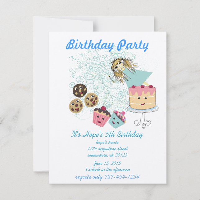 Födelsedagsfest för inbjudan till animerade magisk (Framsida)