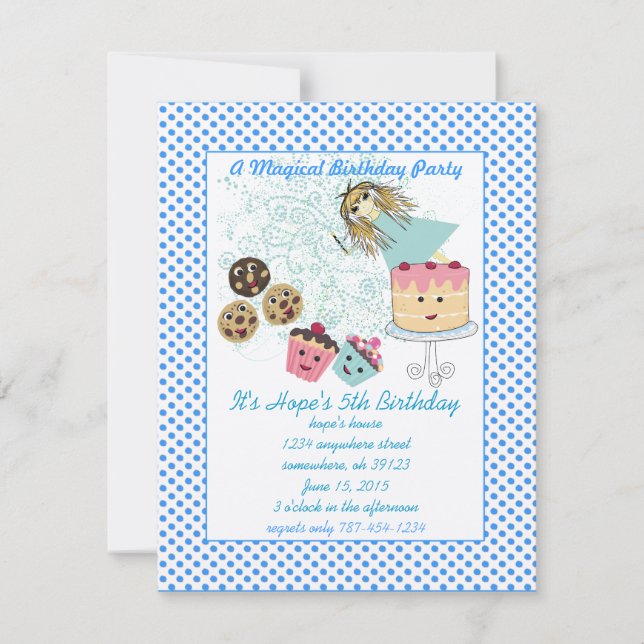 Födelsedagsfest för inbjudan till animerade magisk (Framsida)