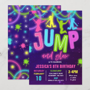 Födelsedagsfest för inbjudan till glänsjump Neon-j