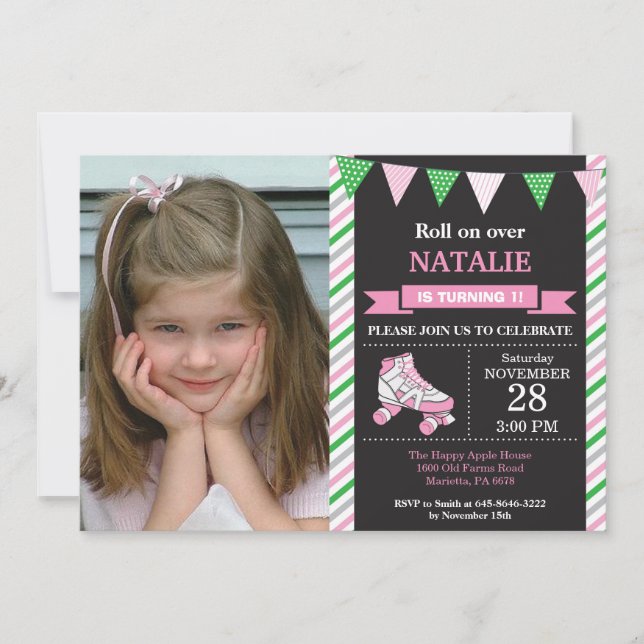 Födelsedagsfest för inbjudan till roller Skating B (Framsida)