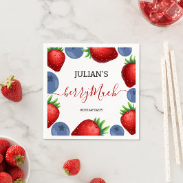 Födelsedagsfest för jordgubbsbär och blåbär pappersservett