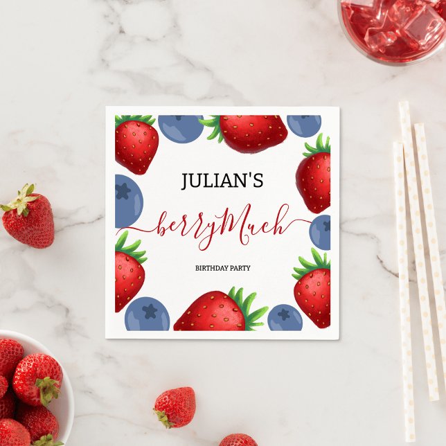 Födelsedagsfest för jordgubbsbär och blåbär pappersservett (Skapare uppladdad)