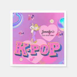 Födelsedagsfest för K-pop Music Star Koreapoptema Pappersservett