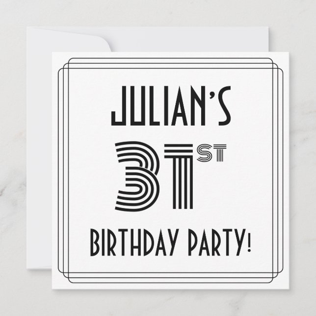 Födelsedagsfest för konstantupphöjd 31a, anpassat  inbjudningar (Framsida)