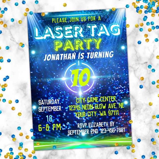 Födelsedagsfest för lågenergilåda med LaserMärkre  Inbjudningar (Skapare uppladdad)