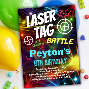 Födelsedagsfest för Laser Märkre Battle Inbjudningar
