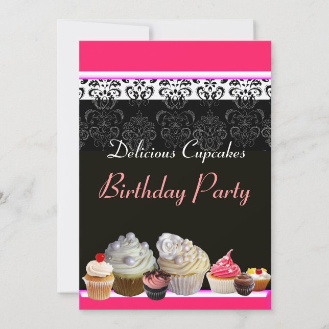 FÖDELSEDAGSFEST FÖR LEDAMÖTER AV MUFFINSAR,svart r Inbjudningar (Framsida)