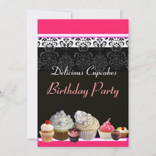 FÖDELSEDAGSFEST FÖR LEDAMÖTER AV MUFFINSAR,svart r Inbjudningar