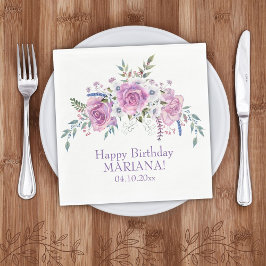 Födelsedagsfest för Lila av vattenfärgen i elegant Pappersservett