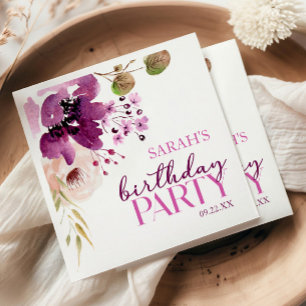 Födelsedagsfest för Lila av Violet Magenta Blommig Pappersservett