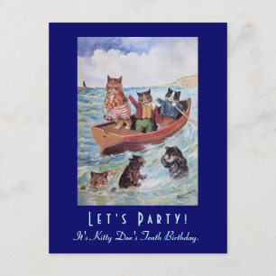 Födelsedagsfest för Louis Wains simningkatter Inbjudningar