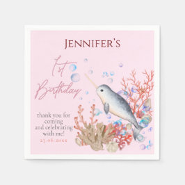 Födelsedagsfest för lysande havsbotten baby Narwha Pappersservett