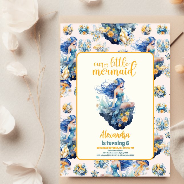 Födelsedagsfest för magisk Sjöjungfru Reklamblad (Skapare uppladdad)