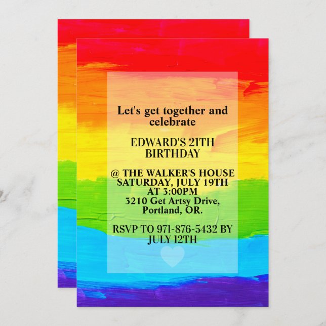 Födelsedagsfest för målning av Färgad för rasterar Inbjudningar (Fram/baksida)