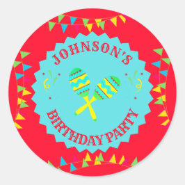 Födelsedagsfest för mexikanska Fiesta Maracas Runt Klistermärke