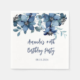 Födelsedagsfest för modern blå Blommigt Pappersservett