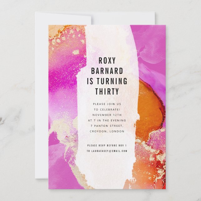 Födelsedagsfest för modern Rosa och Orange Inbjudningar (Framsida)