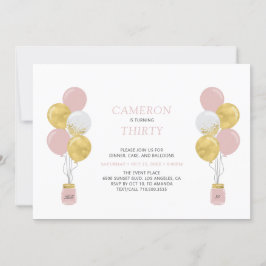 Födelsedagsfest för Modern Vuxen i guld och Rosa Inbjudningar