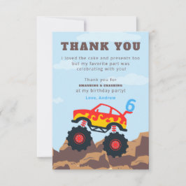 Födelsedagsfest för Monster Truck Pojke Tack Kort