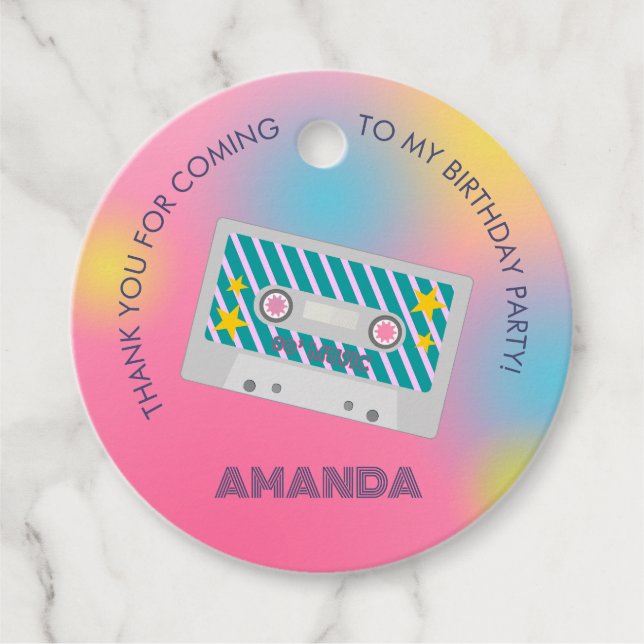 Födelsedagsfest för musikflickor i Retro Gåvor Etiketter (Framsida)