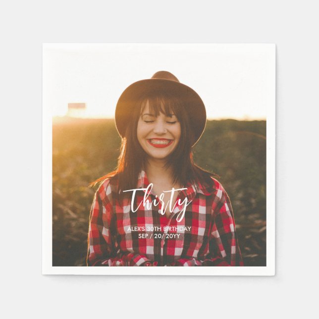 Födelsedagsfest för Penseltecken Anpassningsbar Fo Pappersservett (Framsidan)