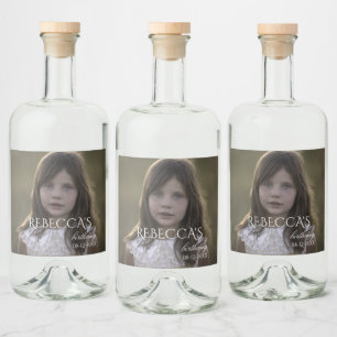 födelsedagsfest för personlig-flickfoto spritflaskor etikett