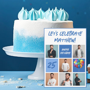 Födelsedagsfest för Personlig för blå fotosamling Inbjudningar