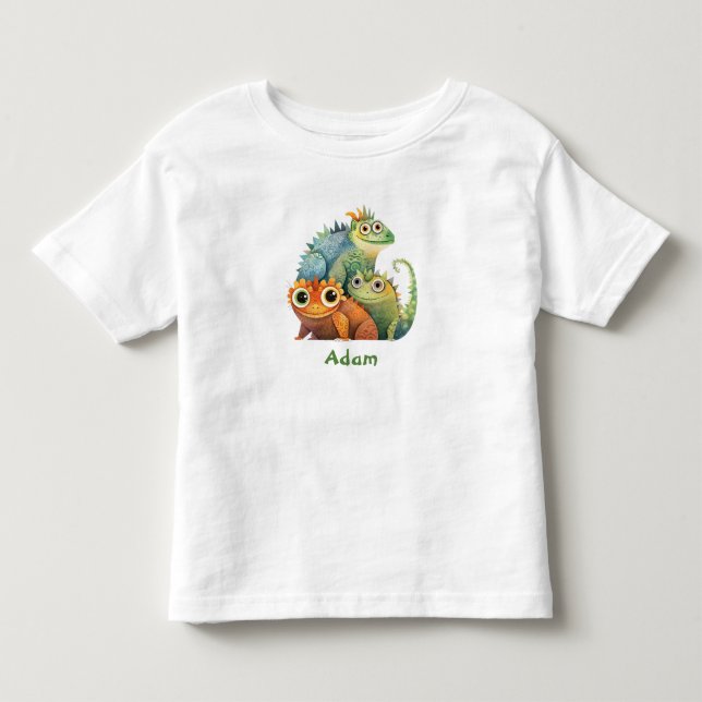 Födelsedagsfest för Personlig för Cute Lizard- T Shirt (Framsida)