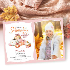 Födelsedagsfest för Photo-foto för Girl Pumpkin Pa Inbjudningar