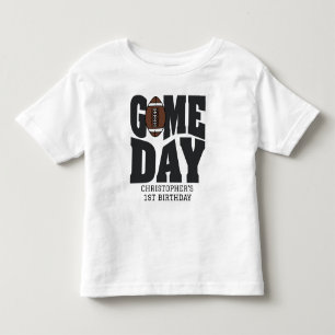 Födelsedagsfest för pojkar fotboll första året ner t shirt