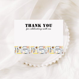 Födelsedagsfest för pojke Byggnadsarbetare Tack Kort