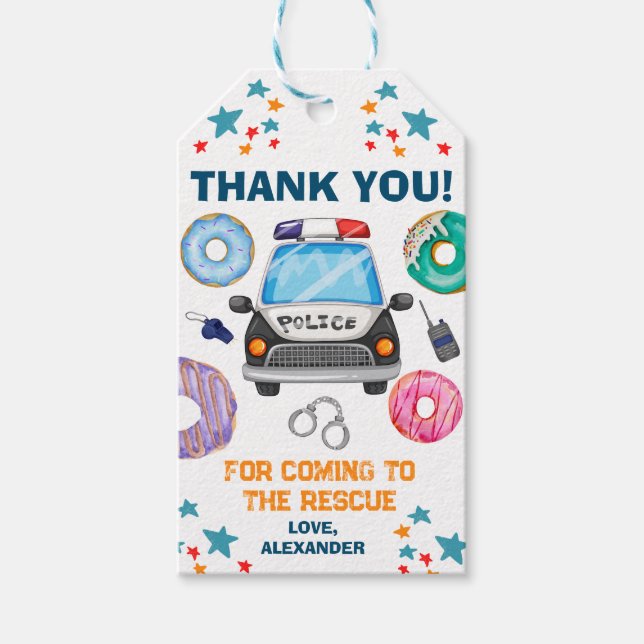 Födelsedagsfest för polis presentetikett (Framsidan)