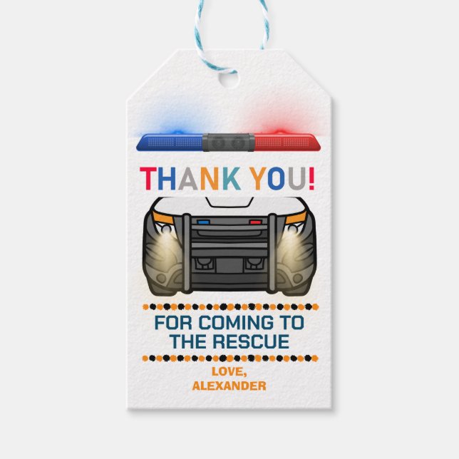 Födelsedagsfest för polis presentetikett (Framsidan)