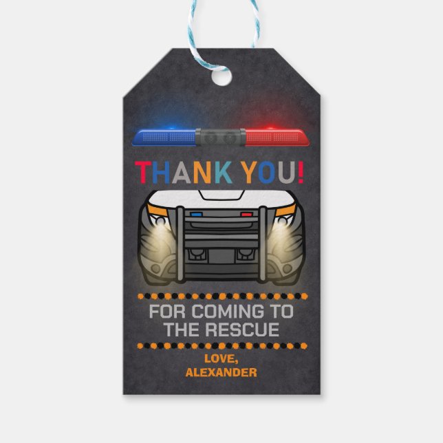 Födelsedagsfest för polis presentetikett (Framsidan)