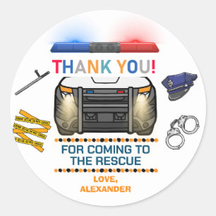 Födelsedagsfest för polis runt klistermärke